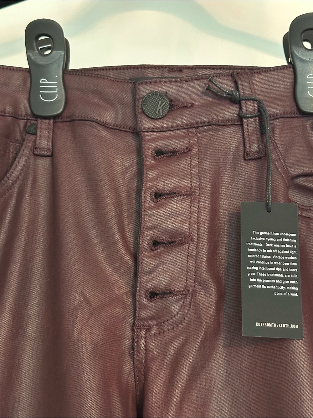 NWT Kut from the Kloth Faux Leather Skinny Pants - Burgundy - Picture 2 of 7